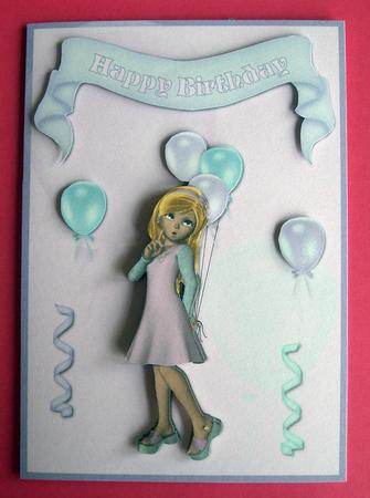 Girls Birthday Quick Decoupage Card Front by Eunice Roberts