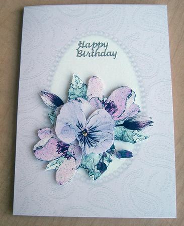 Posy & Pearls Quick Card with Decoupage by Eunice Roberts