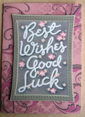 Good Luck Best Wishes Curved Gold Frame Card by Eunice Roberts