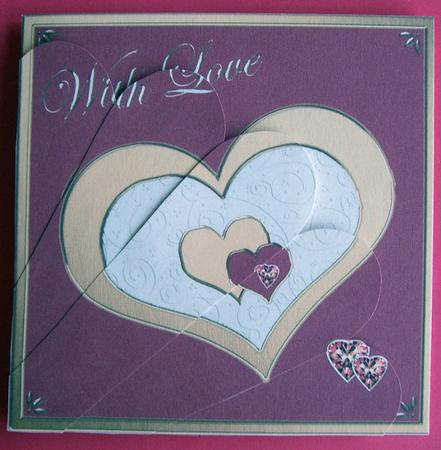 Elegant Hearts Quick Card with Fan Pyramage Topper by Eunice Roberts