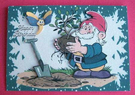 Little Gardening Gnome, with Butterfly by Eunice Roberts