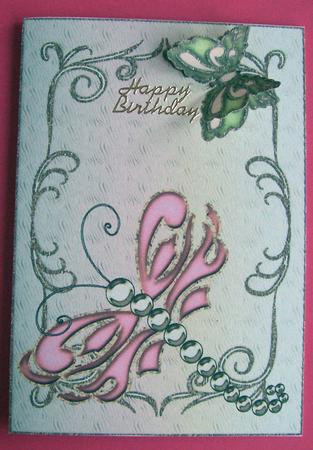 Dragonfly & Butterfly Card Front & Matching Insert 2 by Eunice Roberts