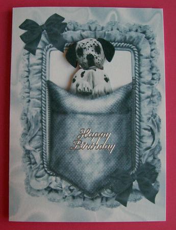 Cute Little Dalmation Puppy in a Pocket, A4 Topper by Eunice Roberts