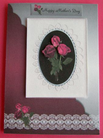 Red Roses and Lace Quick Card by Eunice Roberts