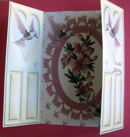 Pink Humming Birds & Flowers, Gatefold by Eunice Roberts
