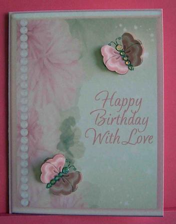 Pink Butterflies & Flowers - Birthday by Eunice Roberts