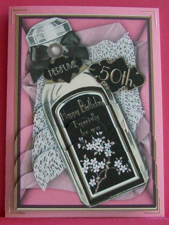 Black 50th Perfume Bottle 7x5in Scallop Bottom Stacker by Eunice Roberts