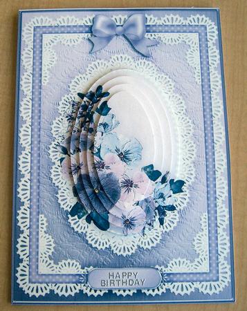 A5 Spring Flowers and Lace Quick Card with Pyramage by Eunice Roberts