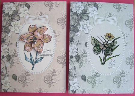 Flowers & Pearls Card Fronts 1 by Eunice Roberts