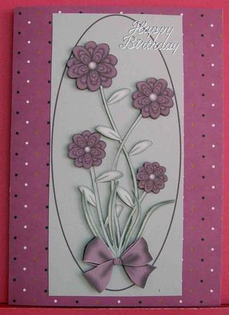 Dl Dusky Pink Flowers with Insert by Eunice Roberts