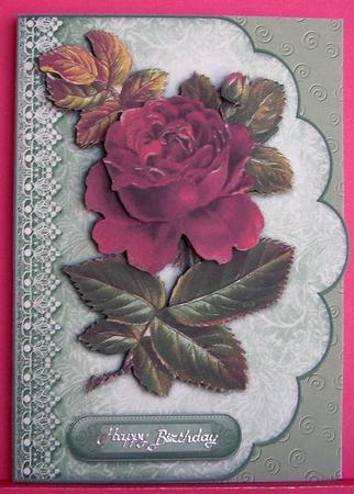 Antique Heritage Rose - Scalloped Edge Card by Eunice Roberts