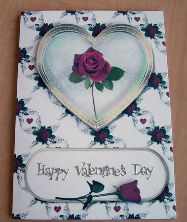 Rose in Heart Decoupage Quick Card Front by Eunice Roberts