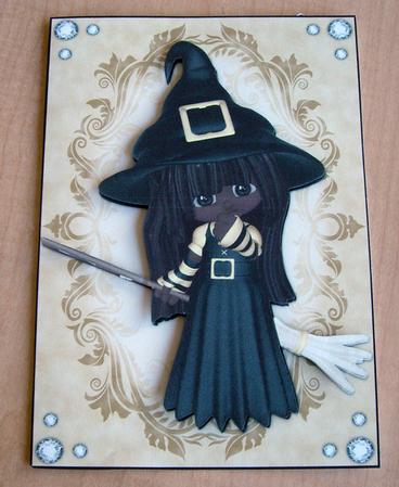 Cute Little Ethnic Witch A4 Topper/card by Eunice Roberts
