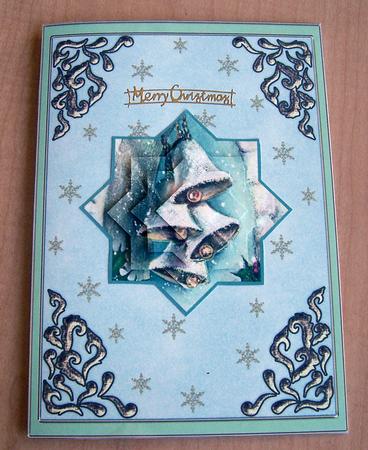 A4 "snowflakes" Plain Card Base (mint Frame) by Eunice Roberts