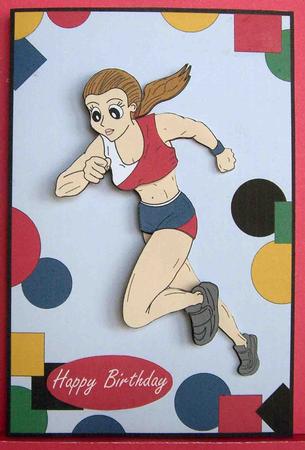 Athletics - Running Girl Decoupage by Eunice Roberts