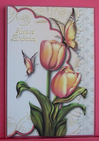 Tulips and Butterflies Envelope Card with Decoupage by Eunice Roberts