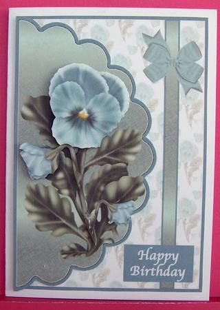 Aqua Pansy Envelope Cardfront by Eunice Roberts