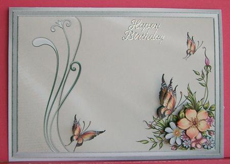 Butterfly Garden Decoupage Card Front by Eunice Roberts
