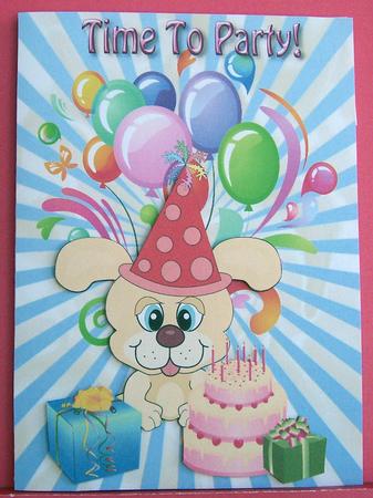 Time to Party Puppy Dog with Balloons, A4 by Eunice Roberts