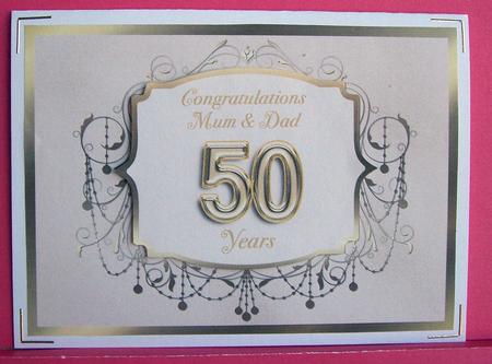 50th Anniversary Golden Frame Card by Eunice Roberts