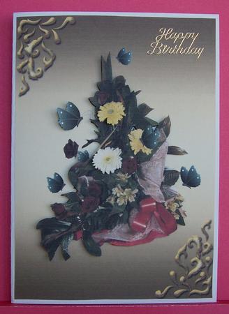 A4 "blue Butterflies & Flowers Compostion" by Eunice Roberts