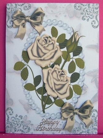Gold Roses & Gold Bows, A4 by Eunice Roberts