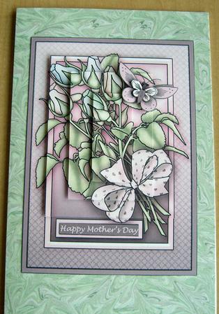 Pastel Rosebud Bouquet in a Frame Pyramage Sheet by Eunice Roberts