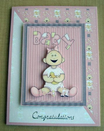 Baby Girl Card Front by Eunice Roberts