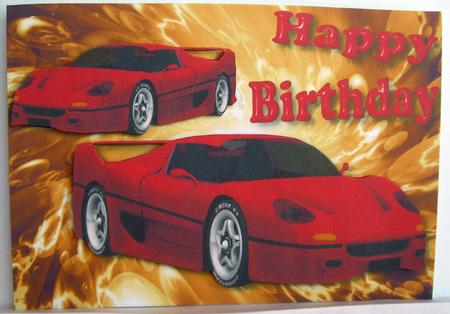 Red Cars on Gold Abstract Background A4 by Eunice Roberts