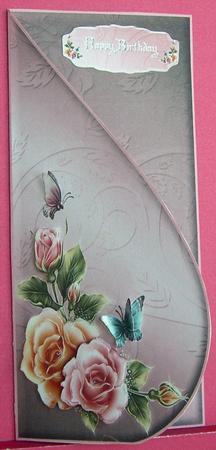 Rosy Butterflies Teardrop with Decoupage by Eunice Roberts