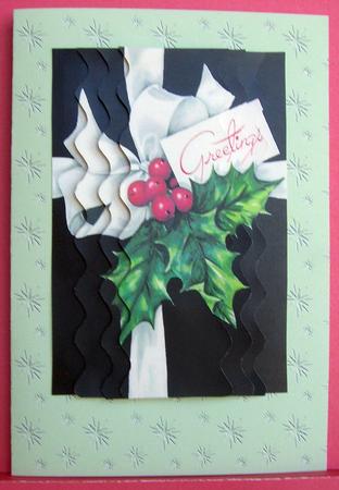 Christmas Holly Greetings Wavy Centre Stacker by Eunice Roberts