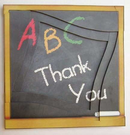 Thank You Blackboard Quick Card Wavy Spiral Side Stacker by Eunice Roberts