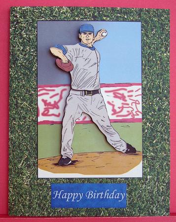 Baseball Pitcher (grey) - Decoupage by Eunice Roberts
