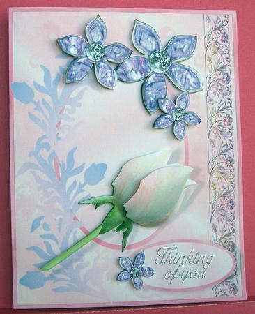 Blossom & Jewels - Card Front with Decoupage by Eunice Roberts