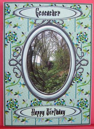Woodland Walk Geocaching Oval Pyramid Card by Eunice Roberts