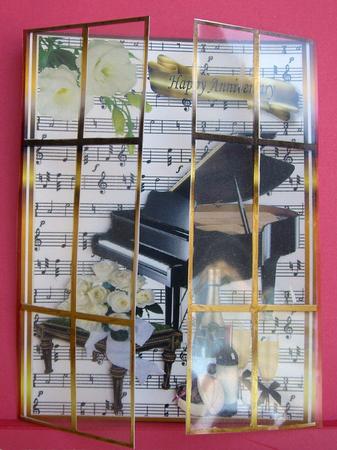 Music, Flowers & Champagne, Anniversary (gold French Doors) by Eunice Roberts