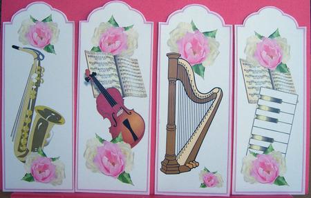 Music and Roses Bookmarks or Toppers by Eunice Roberts