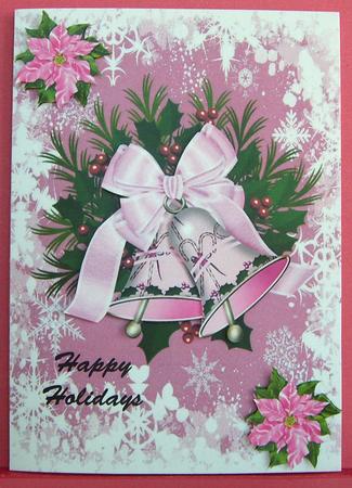 Pink Christmas Bells in Pretty Frame A4 by Eunice Roberts