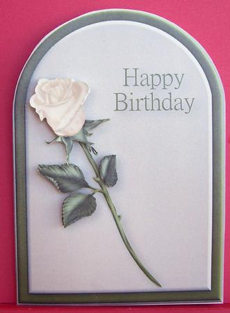 Birthday Rose Rounded Quick Card by Eunice Roberts