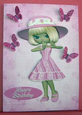 Sun Hat Pink Girl by Eunice Roberts