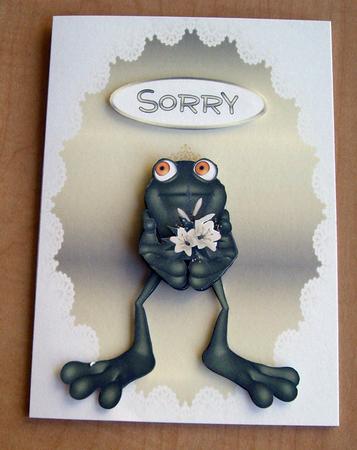 Sorry Frog Card Front with Decoupage by Eunice Roberts