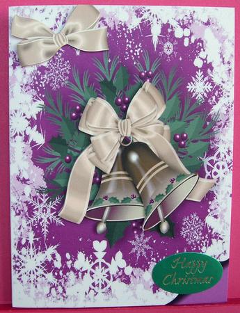 Christmas Gold Bells with Cream Bows, A4 by Eunice Roberts