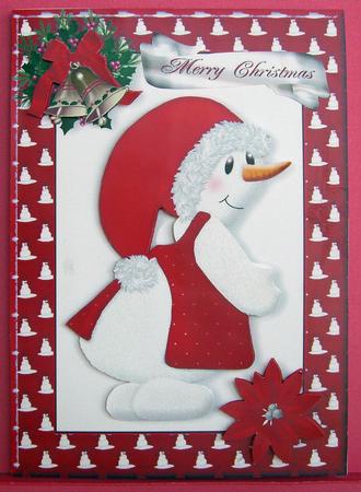 Christmas Snowlady in Red Frame by Eunice Roberts