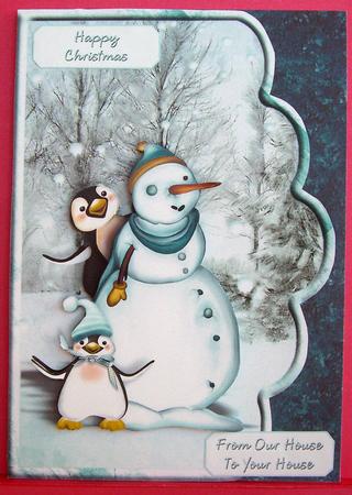Playing Penguins Scallope Edge Curve Card by Eunice Roberts