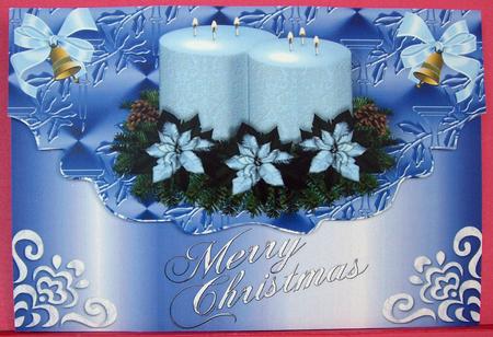 White Christmas Candles, on Scalloped Envelope, A4 by Eunice Roberts