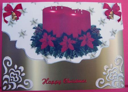 Christmas Red Candles with Holly by Eunice Roberts