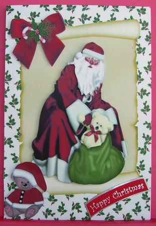 Santa with Toys on a Scroll by Eunice Roberts