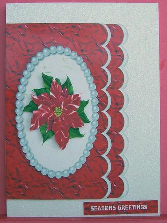 Silk Framed Poinsettia with Scalloped Edge by Eunice Roberts