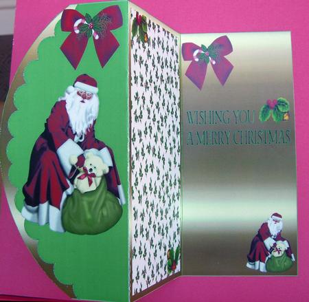 Santa with His Sack of Presents, Tri Shutter Card by Eunice Roberts
