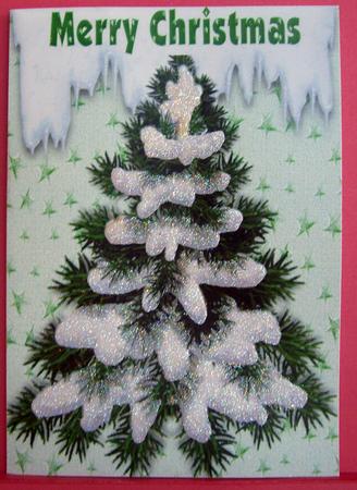 Christmas Tree with Snow, A4 by Eunice Roberts